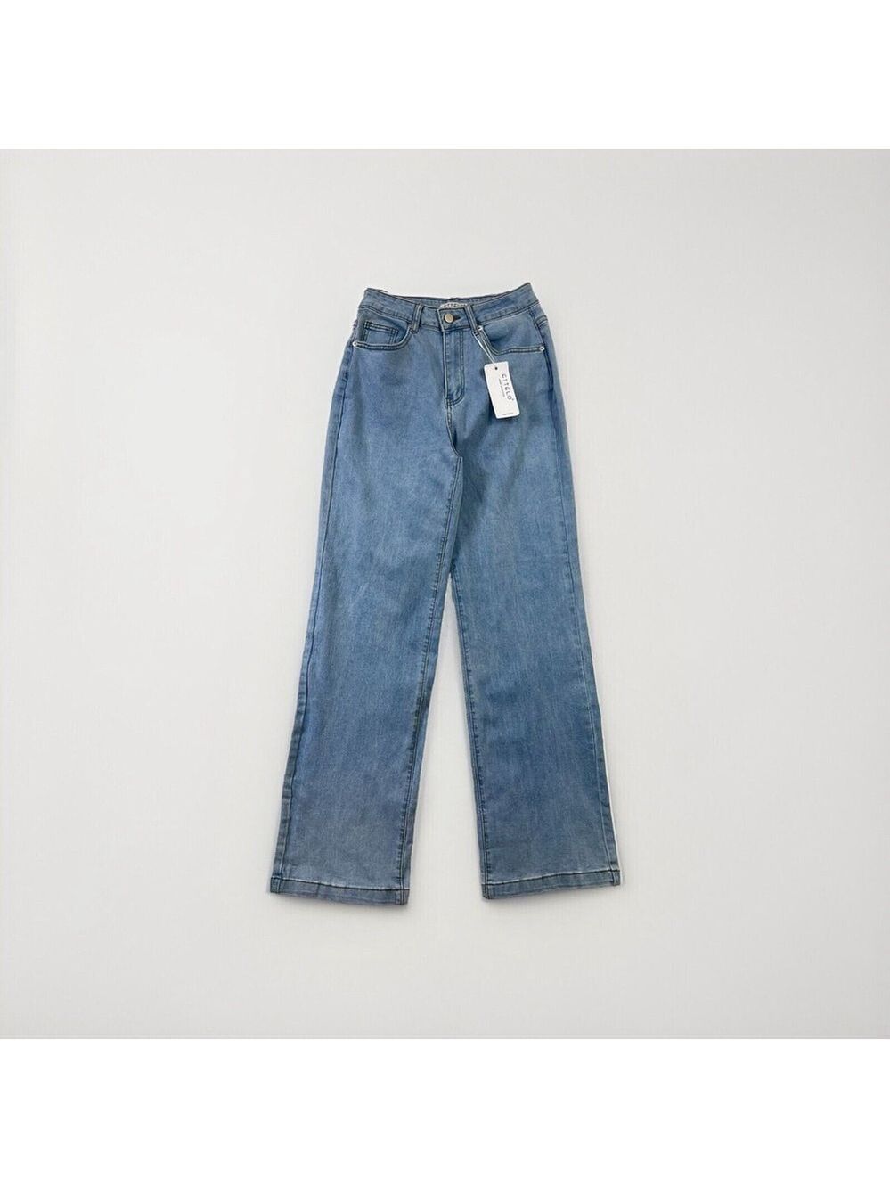 Ettelo Blue Straight Wide Leg High Waisted Jeans Women’s 25x30 Size 6 NWT